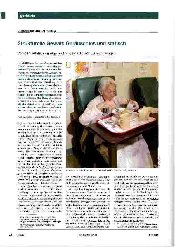 Vorschauseite 1: Strukturelle Gewalt: Geräuschlos und statisch Von der Gefahr, sein eigenes Handeln dadurch zu rechtfertigen