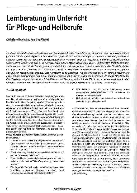 Vorschauseite 1: Lernberatung im Unterricht für Pflegeund Heilberufe