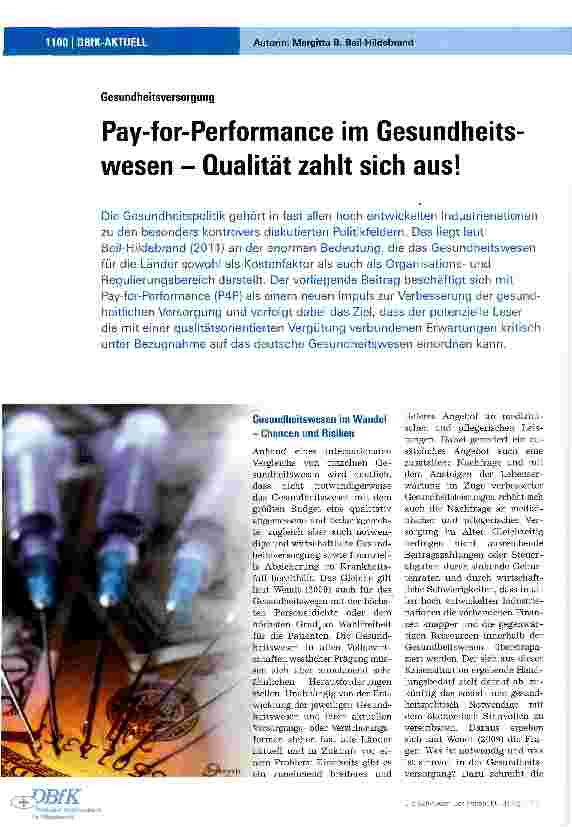 Vorschauseite 1: Pay-for-Performance im Gesundheitswesen - Qualität zahlt sich aus!
