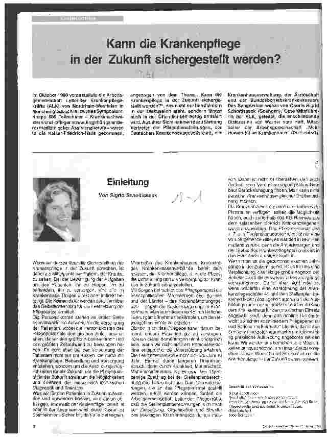 Vorschauseite 1: Kann die Krankenpflege in der Zukunft sichergestellt werden?