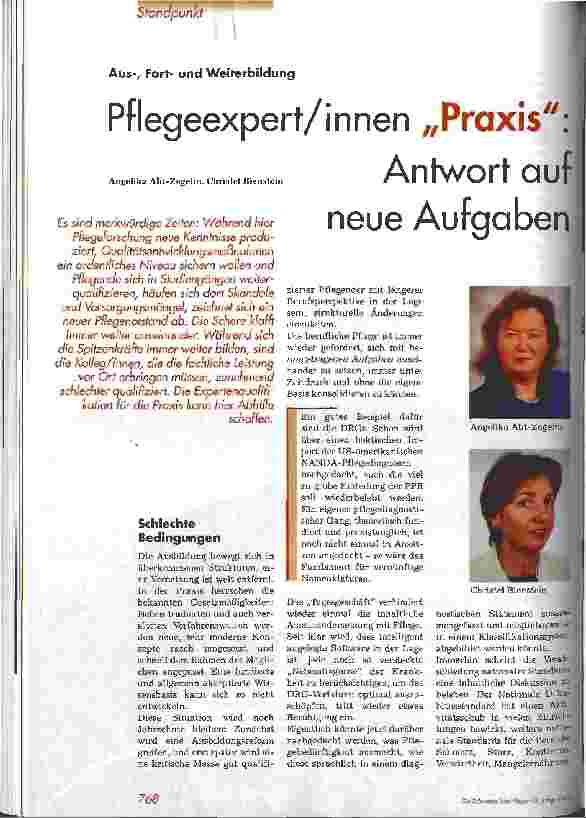 Vorschauseite 1: Pflegeexpert/innen Praxis: Antwort auf neue Aufgaben