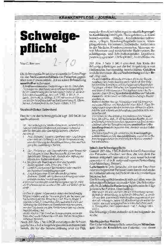 Vorschauseite 1: Schweigepflicht