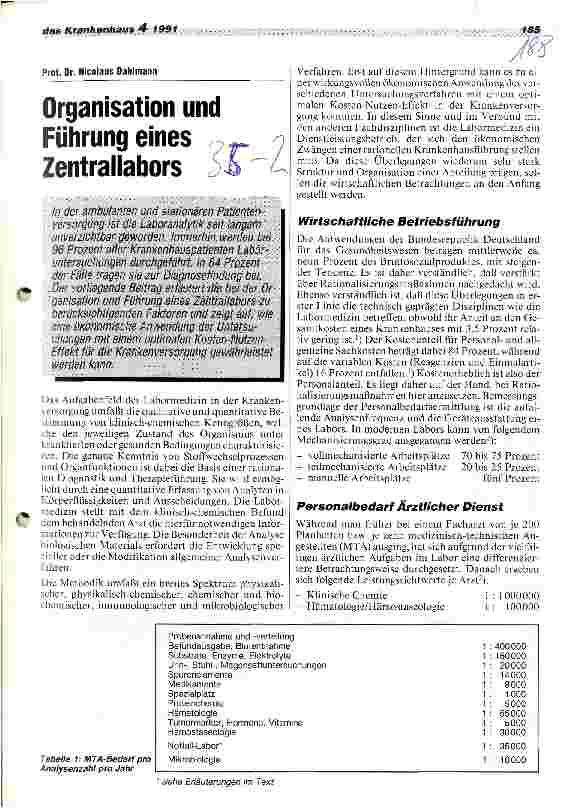 Vorschauseite 1: Organisation und Führung eines Zentrallabors