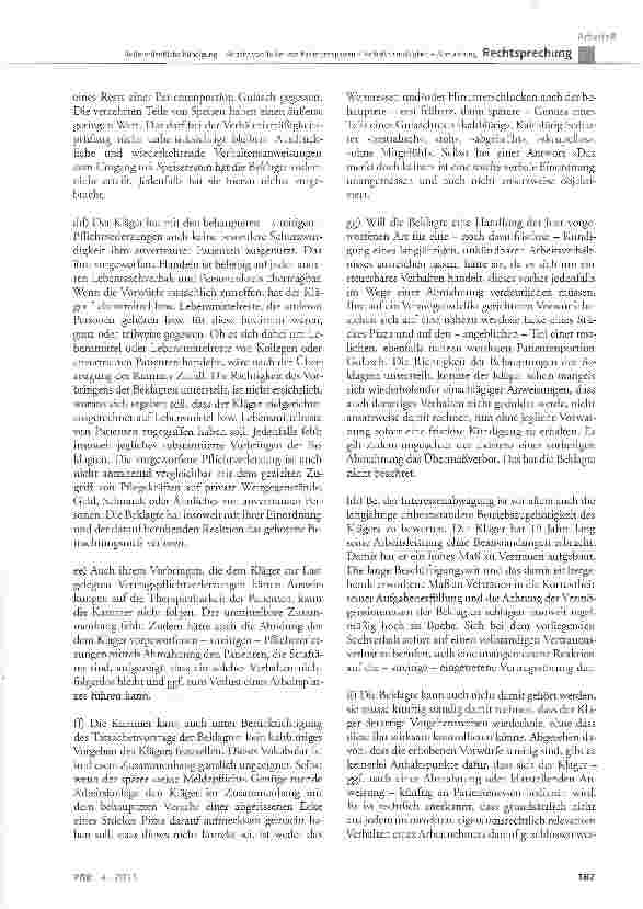 Vorschauseite 4: Außerordentliche Kündigung - Verzehr von Teilen von Patientenspeisen - Verhältnismäßigkeit - Abmahnung