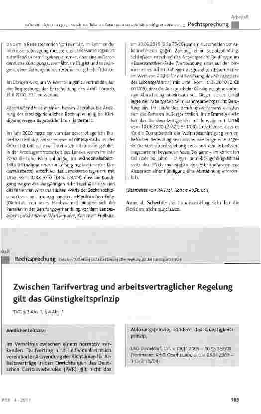 Vorschauseite 6: Außerordentliche Kündigung - Verzehr von Teilen von Patientenspeisen - Verhältnismäßigkeit - Abmahnung