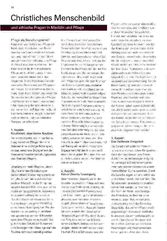 Vorschauseite 1: Christliches Menschenbild und ethische Fragen in Medizin und Pflege