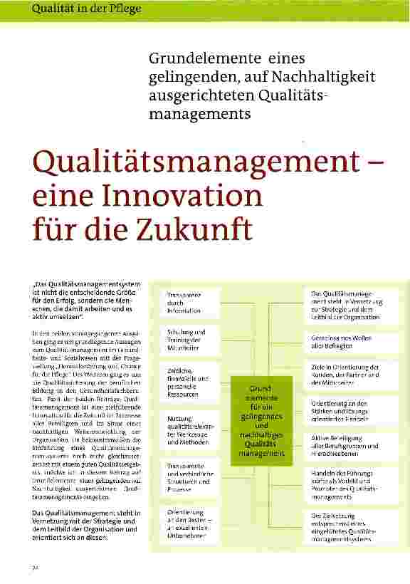 Vorschauseite 1: Qualitätsmanagement -eine Innovation für die Zukunft