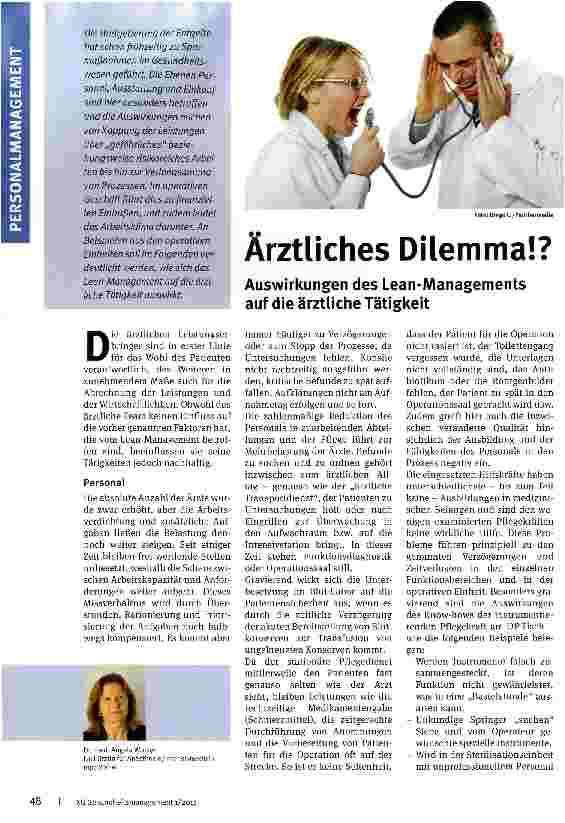 Vorschauseite 1: Ärztliches Dilemma!?Auswirkungen des Lean-Managements auf die ärztliche Tätigkeit