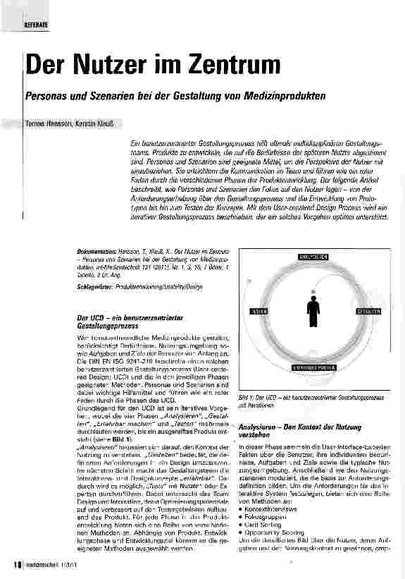 Vorschauseite 1: Der Nutzer im Zentrum Personas und Szenarien bei der Gestaltung von Medizinprodukten