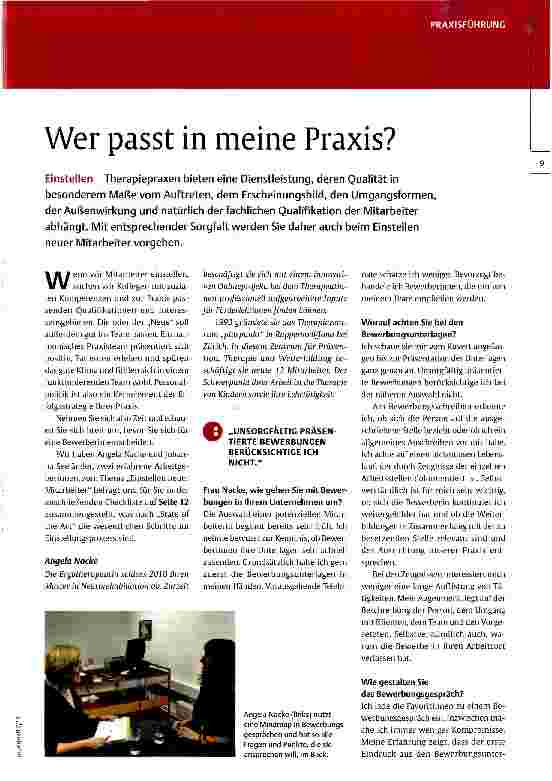 Vorschauseite 1: Wer passt in meine Praxis?