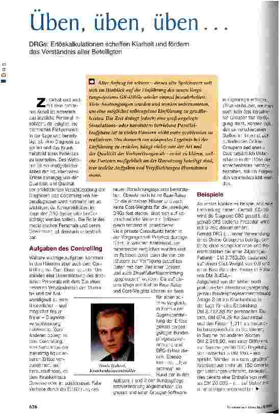 Vorschauseite 1: Üben, üben, üben ... DRGs: Erlöskalkulationen schaffen Klarheit und fördern das Verständnis aller Beteiligten