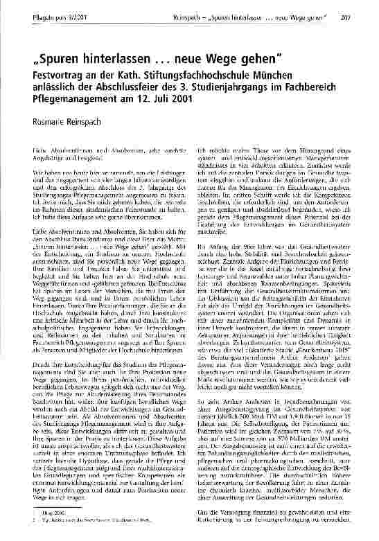 Vorschauseite 1: Spuren hinterlassen ... neue Wege gehen Festvortrag