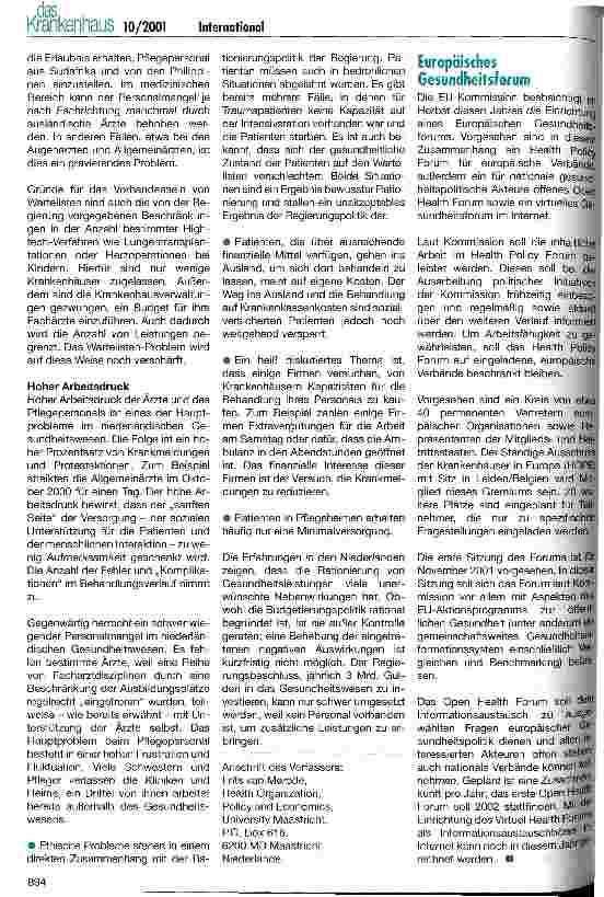 Vorschauseite 4: Rationalisierung und Rationierung in niederländischen Krankenhäusern: negative Auswirkungen auf die Versorgung der Bevölkerung