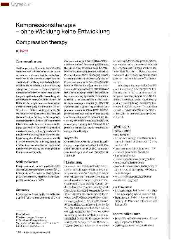 Vorschauseite 1: Kompressionstherapie - ohne Wicklung keine Entwicklung