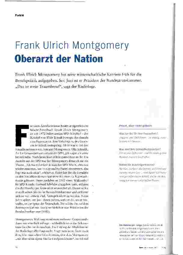 Vorschauseite 1: Frank Ulrich Montgomery Oberarzt der Nation