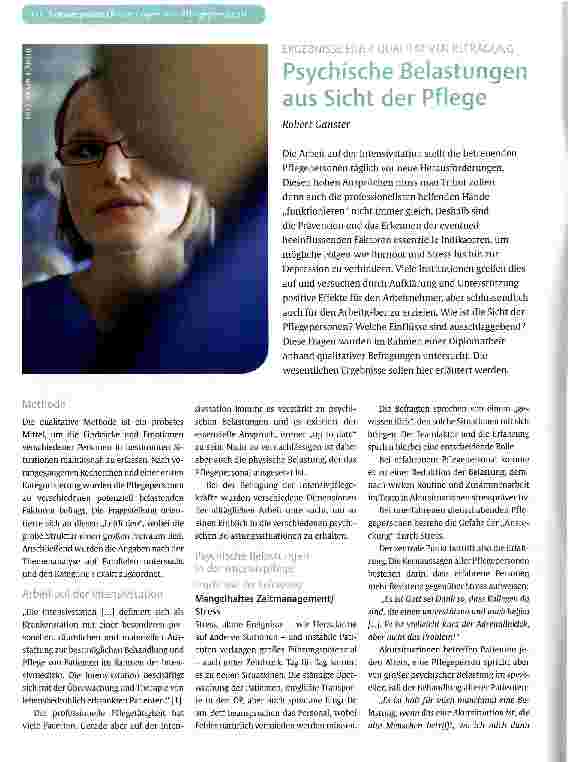 Vorschauseite 1: Psychische Belastungen aus Sicht der Pflege