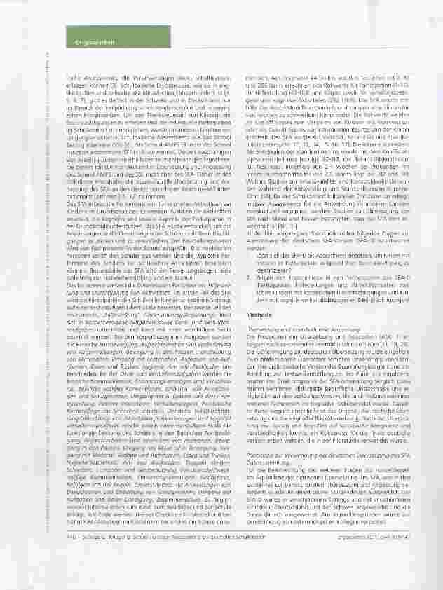 Vorschauseite 2: Die transkulturelle Adaptation und Anwendung des School Function Assessments bei deutschen Schulkindern