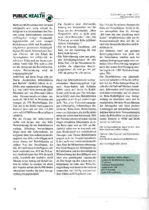 Vorschauseite 2: Rehabilitation als Element des betrieblichen Gesundheitsmanagements in kleinen und mittleren Unternehmen