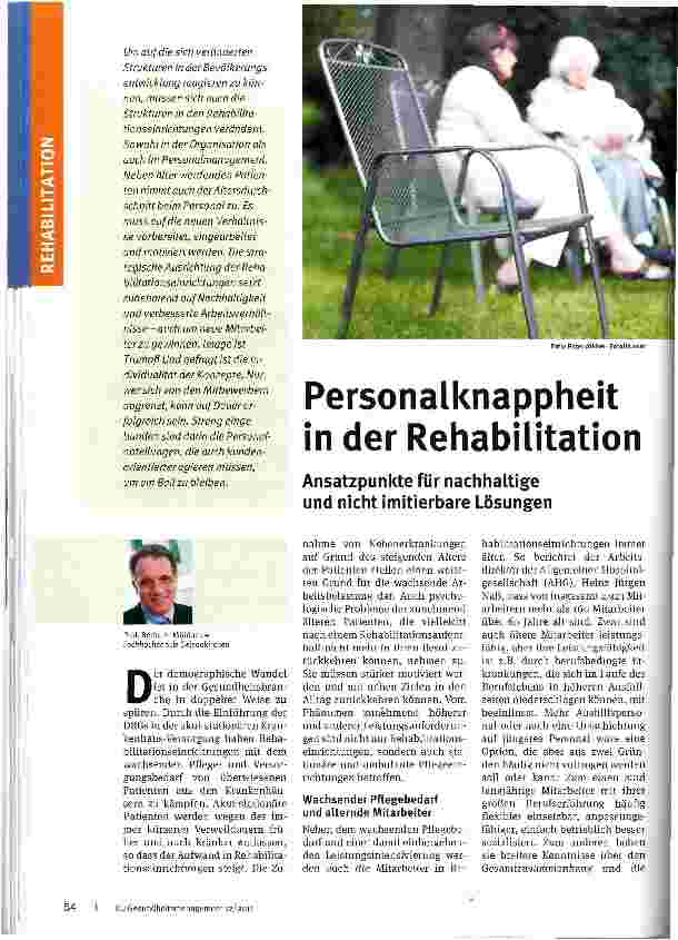Vorschauseite 1: Personalknappheit in der Rehabilitation