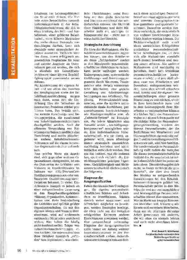 Vorschauseite 3: Personalknappheit in der Rehabilitation