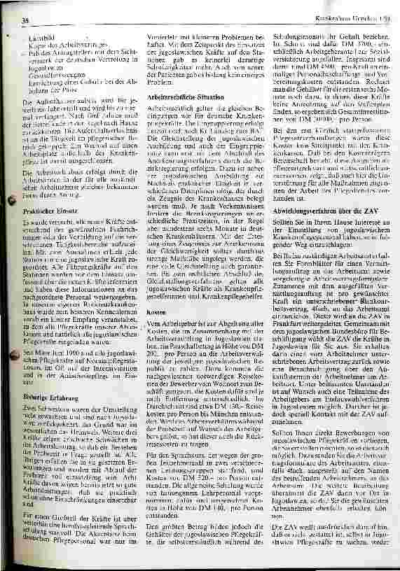 Vorschauseite 3: Einstellung von jugoslawischen Krankenpflegepersonal