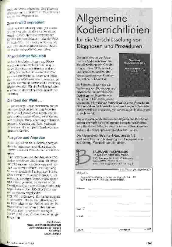Vorschauseite 2: Der erste Eindruck zählt Schickes Aushängeschild für die Pforten und die Patientenaufnahme am Uniklinikum Tübingen