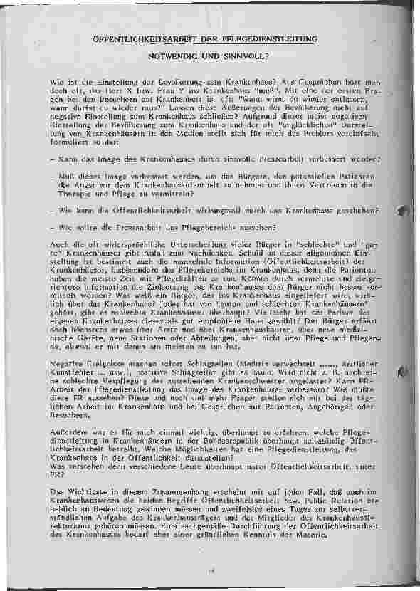 Vorschauseite 2: Öffentlichkeitsarbeit der Pflegedienstleitung in der Tagespresse