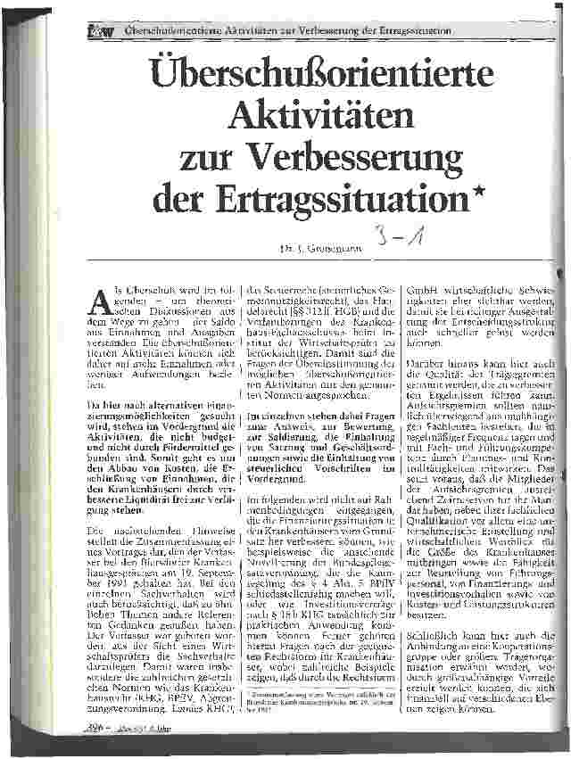 Vorschauseite 1: Überschußorientierte Aktivitäten zur Verbesserung der Ertragssituation