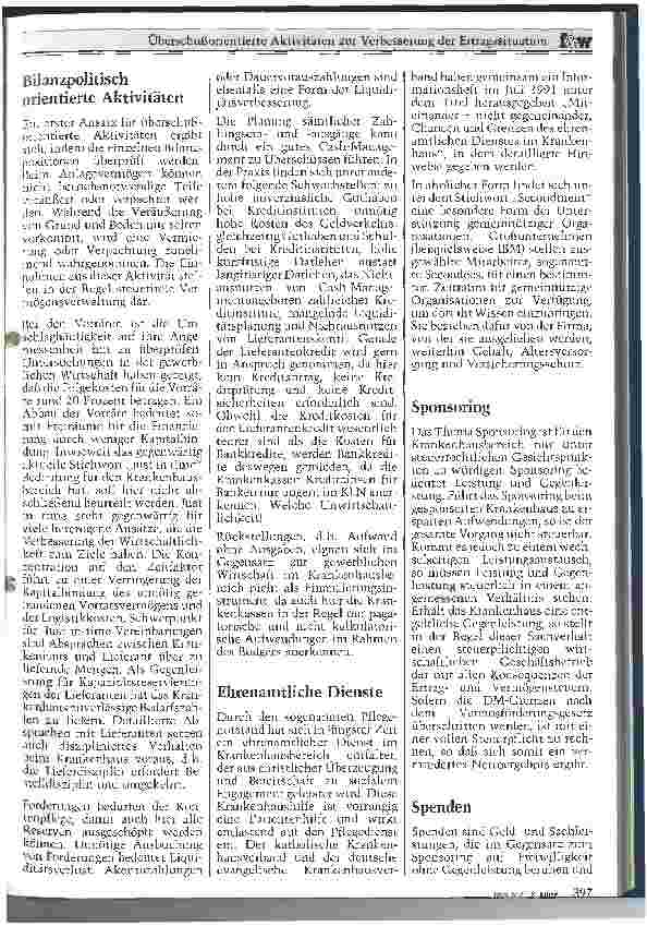 Vorschauseite 2: Überschußorientierte Aktivitäten zur Verbesserung der Ertragssituation