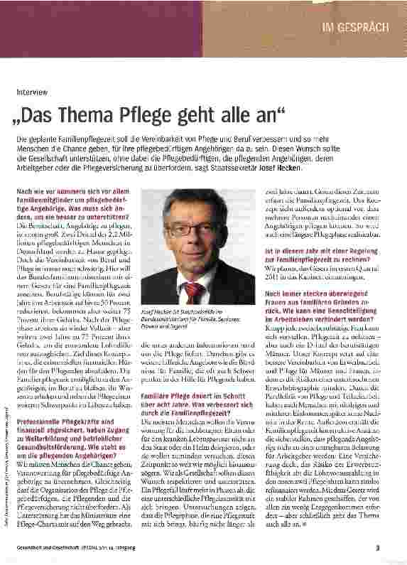 Vorschauseite 1: „Das Thema Pflege geht alle an