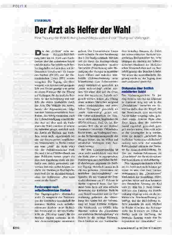 Vorschauseite 1: Der Arzt als Helfer der Wahl