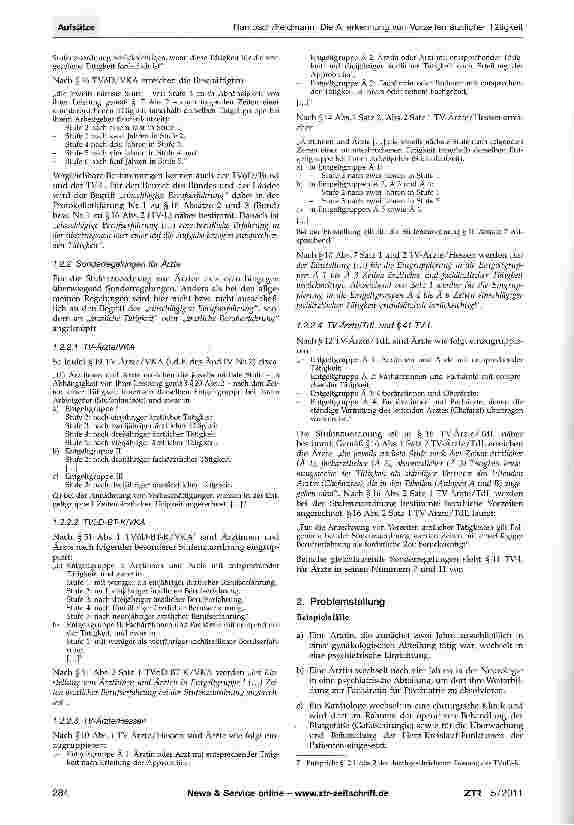 Vorschauseite 2: Die Anerkennung von Vorzeiten ärztlicher Tätigkeit als „einschlägige Berufserfahrung i. S. v. §16 Abs. 2 Satz 1 TV-Ärzte/TdL und §41 Nr. 11 Abs. 2 Satz 1 TV-L