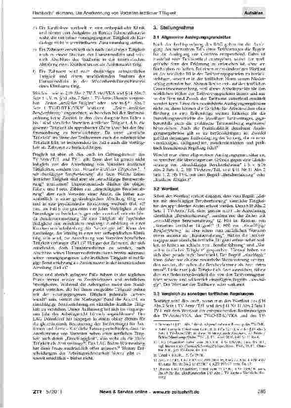 Vorschauseite 3: Die Anerkennung von Vorzeiten ärztlicher Tätigkeit als „einschlägige Berufserfahrung i. S. v. §16 Abs. 2 Satz 1 TV-Ärzte/TdL und §41 Nr. 11 Abs. 2 Satz 1 TV-L