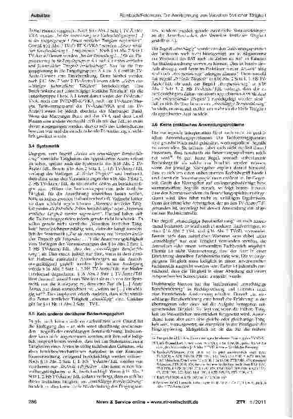 Vorschauseite 4: Die Anerkennung von Vorzeiten ärztlicher Tätigkeit als „einschlägige Berufserfahrung i. S. v. §16 Abs. 2 Satz 1 TV-Ärzte/TdL und §41 Nr. 11 Abs. 2 Satz 1 TV-L
