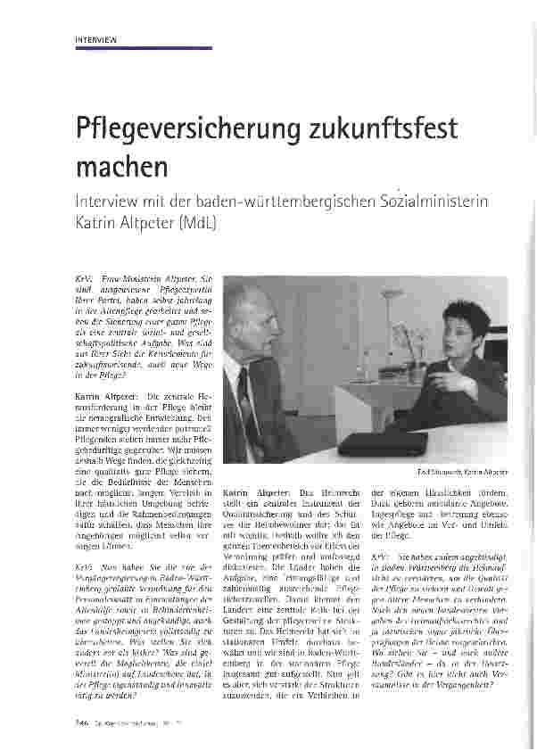 Vorschauseite 1: Pflegeversicherung zukunftsfest machen