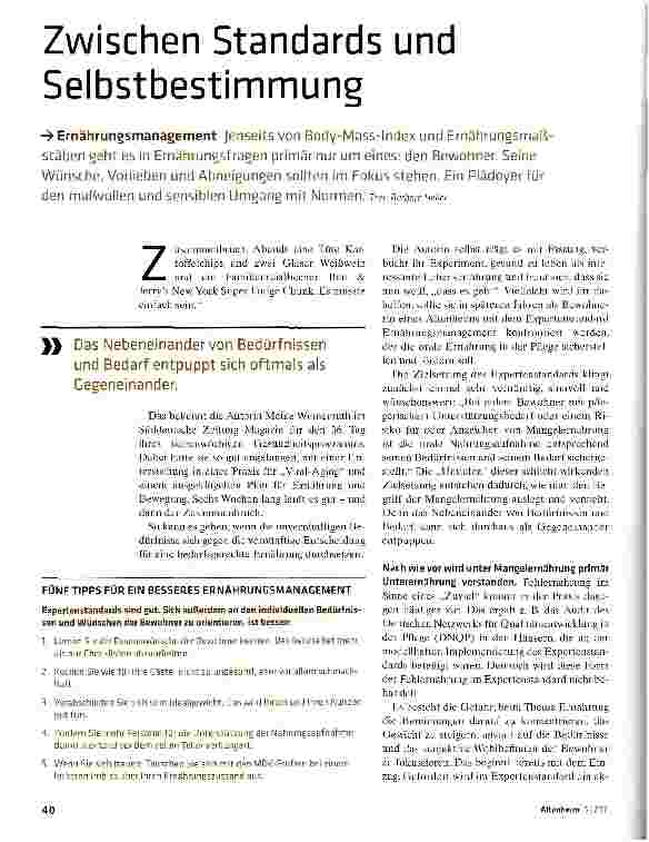 Vorschauseite 1: Zwischen Standards und Selbstbestimmung