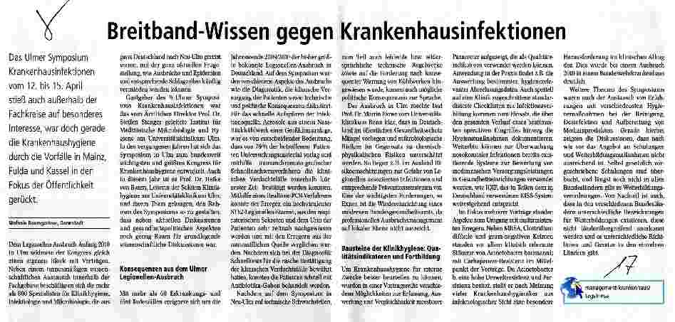 Vorschauseite 1: Breitband-Wissen gegen Krankenhausinfektionen