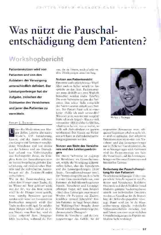 Vorschauseite 1: Was nützt die Pauschalentschädigung dem Patienten?