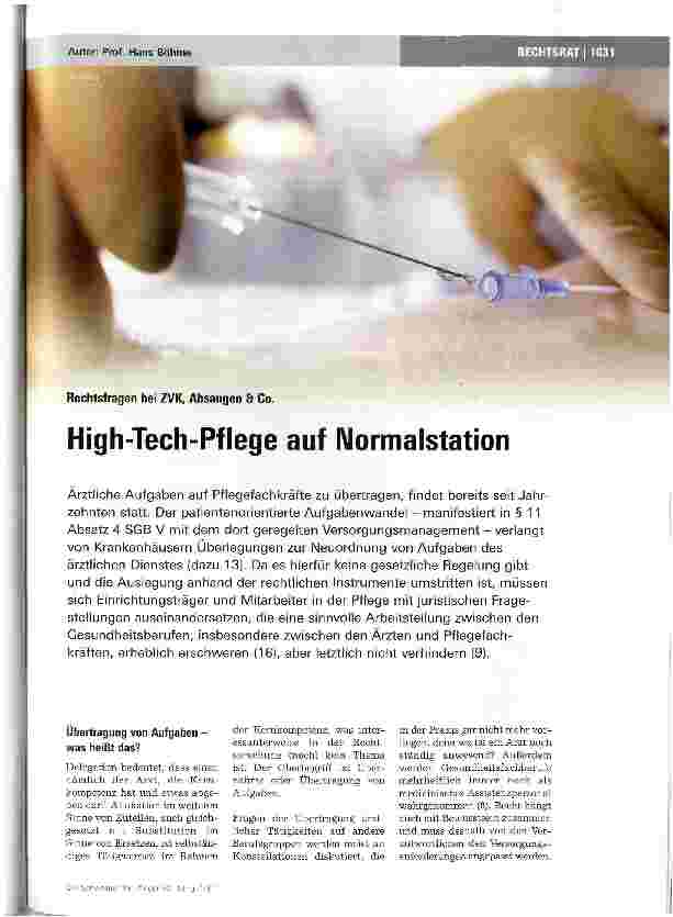 Vorschauseite 1: High-Tech-Pflege auf Normalstation