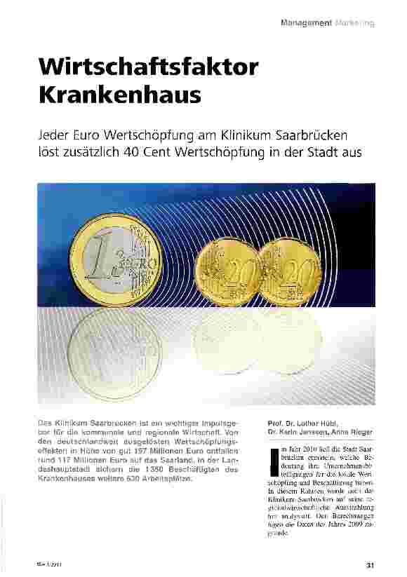 Vorschauseite 1: Wirtschaftsfaktor Krankenhaus