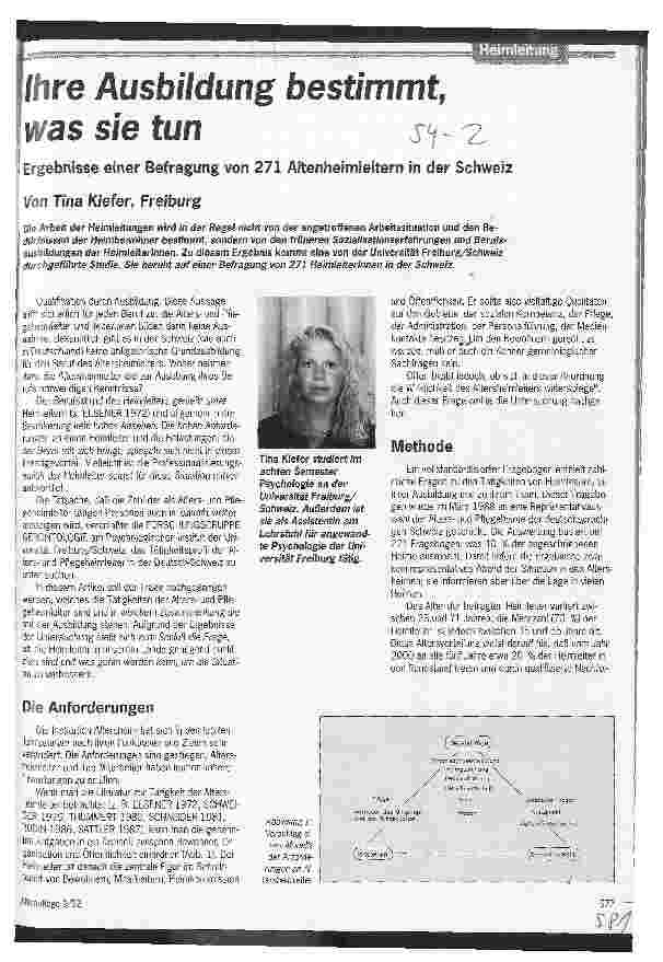 Vorschauseite 1: Ihre Ausbildung bestimmt, was sie tun Ergebnisse einer Befragung von 271 Altenheimleitern in der Schweiz