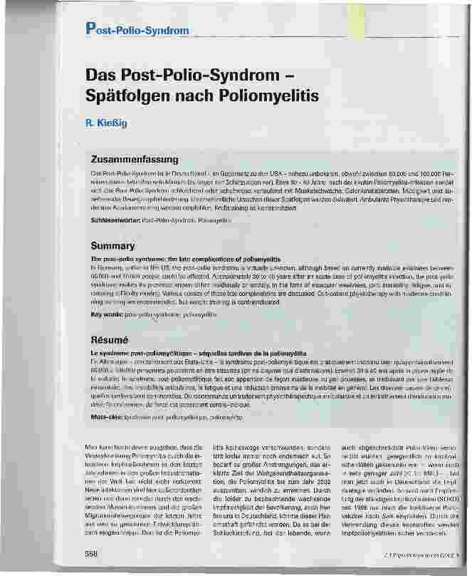 Vorschauseite 1: Das Post-Polio-Syndrom -Spätfolgen nach Poliomyelitis