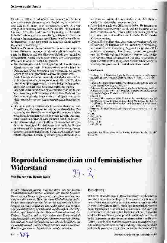 Vorschauseite 1: Reproduktionsmedizin und feministischer Widerstand