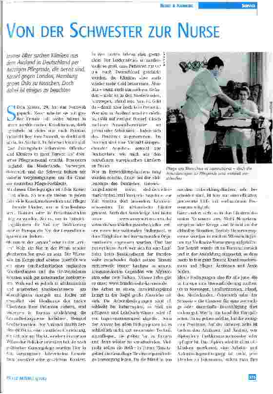 Vorschauseite 1: Von der Schwester zur Nurse