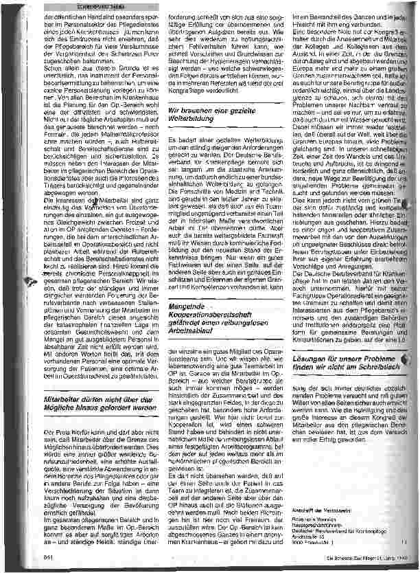 Vorschauseite 2: Der Kongreß aus der Sicht des Deutschen Berufsverbandes für Krankenpflege (DBfK)