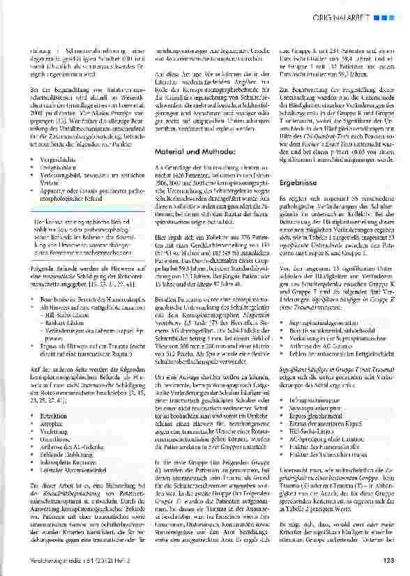 Vorschauseite 2: Kernspintomographische Kriterien zur Unterscheidung von traumatischen und nicht traumatischen Rotatorenmanschettenrupturen