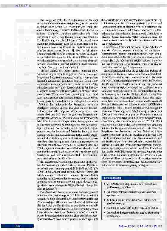 Vorschauseite 4: Publikationen von Doktoranden 1998-2008: das Beispiel Charite