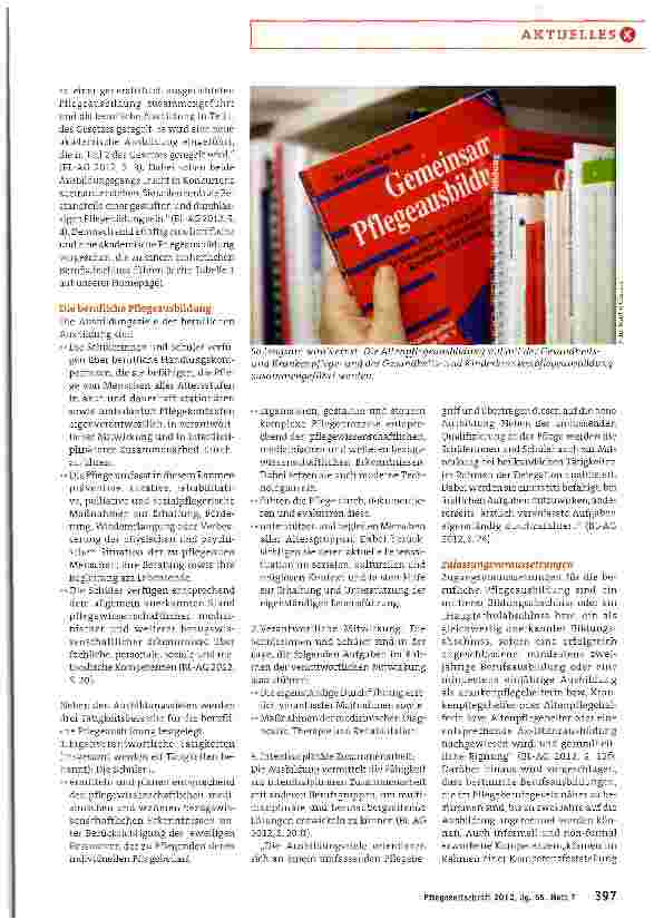 Vorschauseite 2: Pflegeausbildungen modernisieren und zusammenführen