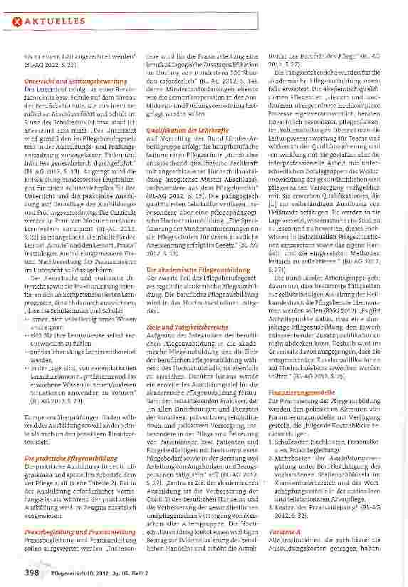 Vorschauseite 3: Pflegeausbildungen modernisieren und zusammenführen
