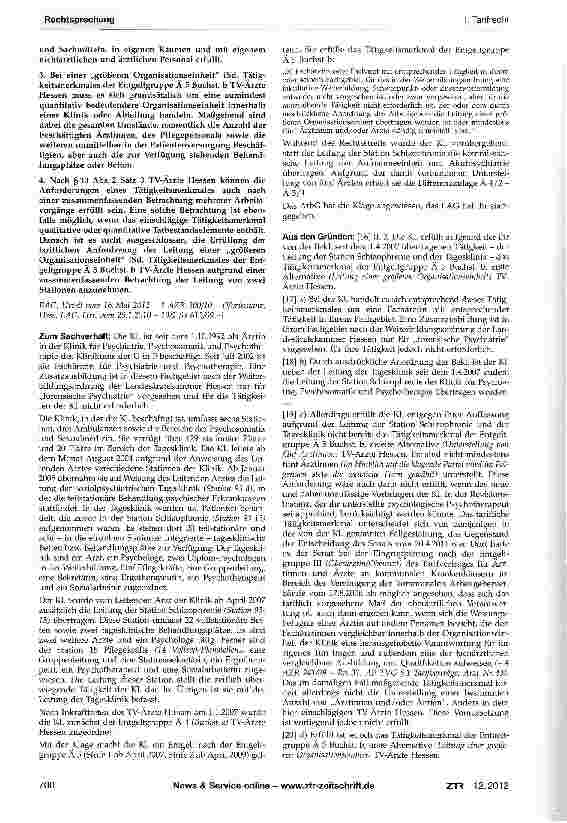 Vorschauseite 2: Eingruppierung einer Oberärztin - Zusammenfassende Bewertung von ArbeitsvorgängenTarifvertrag für die Ärztinnen und Ärzte an den hessischen Universitätskliniken (vom 30.11.2006, T…